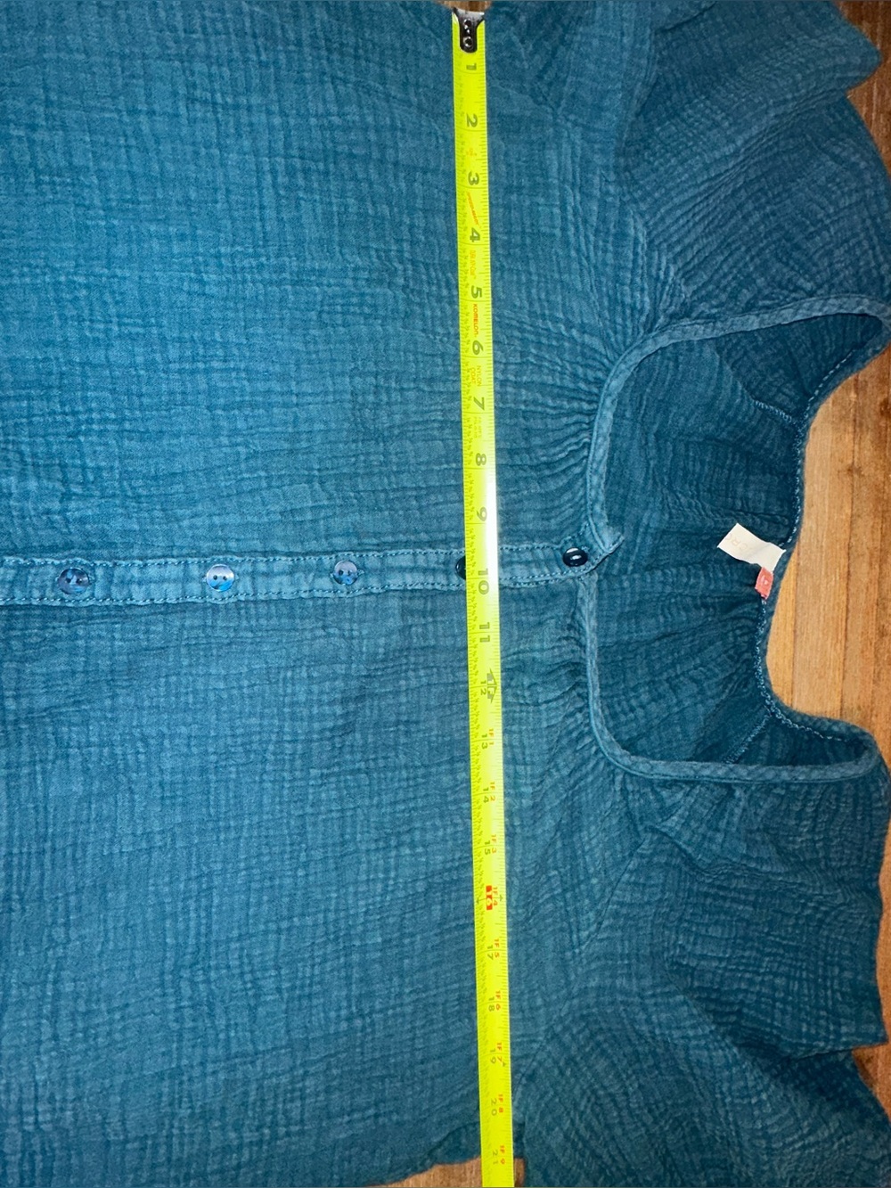 ANTHROPOLOGIE Pilcro Deep Teal Gauze Button-Front Short Sleeve Top - Picture 5 of 6